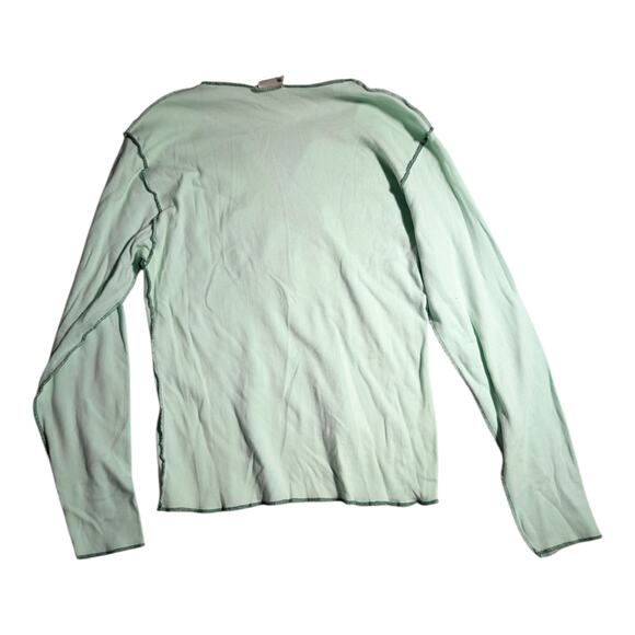 Vtg Y2K Island Tees Jamaica Me Crazy Embroidered Green Long Sleeve Baby Tee Sz L - Picture 2 of 4